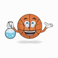 het karakter van de basketbalmascotte wordt een wetenschapper. vector illustratie