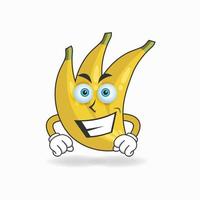 banaan mascotte karakter met glimlach expressie. vector illustratie