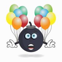 boom mascotte karakter met een ballon. vector illustratie