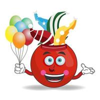 het karakter van de tomatenmascotte wordt een clown. vector illustratie