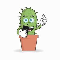 cactus mascotte karakter met een mobiele telefoon. vector illustratie