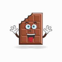 chocolade mascotte karakter met lachende uitdrukking en stekende tong. vector illustratie