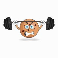 cookies mascotte karakter met fitnessapparatuur. vector illustratie