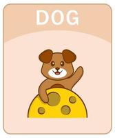 alfabet flashcard met schattige hond stripfiguur. vector