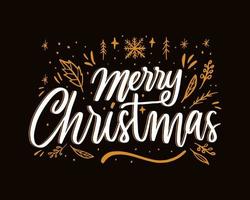 merry christmas hand belettering met ornament vector