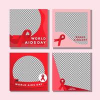 wereld aids dag grensprofiel social media collectie vector