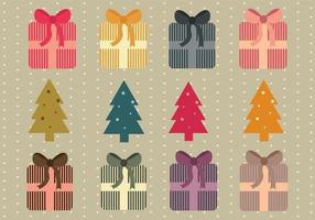 eenvoudige kerstcadeautjes en bomen vector pack