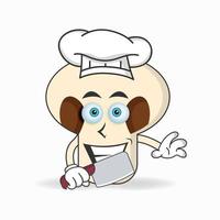 het karakter van de paddenstoelenmascotte wordt een chef-kok. vector illustratie