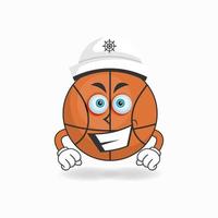 het karakter van de basketbalmascotte wordt een kapitein. vector illustratie