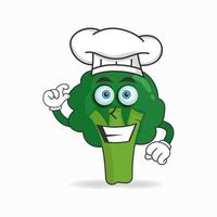 het karakter van de broccoli-mascotte wordt een chef-kok. vector illustratie