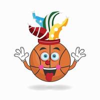 het karakter van de basketbalmascotte wordt een clown. vector illustratie