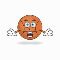 basketbal mascotte karakter met geschokte uitdrukking. vector illustratie