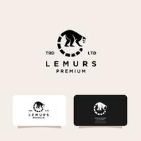premium zwarte lemuren ring staart vector logo met visitekaartje