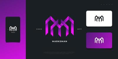 moderne en abstracte letter m of mm logo-ontwerp in paars verloop. m of mm monogram logo vector