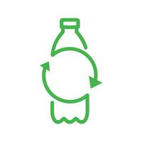 recycle plastic fles icoon. fles met recycle symbool. lijn vector