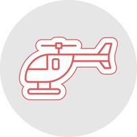 helikopter lijn sticker veelkleurig icoon vector