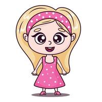weinig pop meisje in roze jurk schattig karakter vector