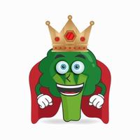 het karakter van de broccoli-mascotte wordt een koning. vector illustratie