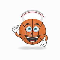 het karakter van de basketbalmascotte wordt verpleegster. vector illustratie