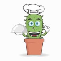 het karakter van de cactusmascotte wordt een chef-kok. vector illustratie
