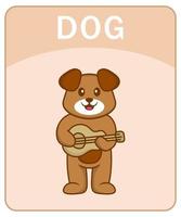 alfabet flashcard met schattige hond stripfiguur. vector