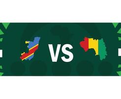 dr Congo en Guinea bij elkaar passen kaart vlaggen Afrikaanse landen 2023 emblemen teams landen Afrikaanse Amerikaans voetbal symbool logo ontwerp vector illustratie