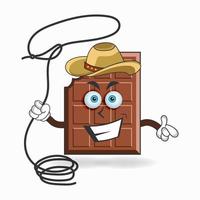 het karakter van de chocolademascotte wordt een cowboy. vector illustratie