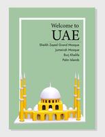 Welkom naar Verenigde Arabisch emiraten. souvenir kaart sjabloon voor toerist vector