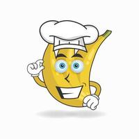 het karakter van de banaanmascotte wordt een chef-kok. vector illustratie