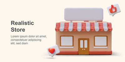 3d realistisch supermarkt winkel met wit teken. web poster voor creatief online op te slaan vector