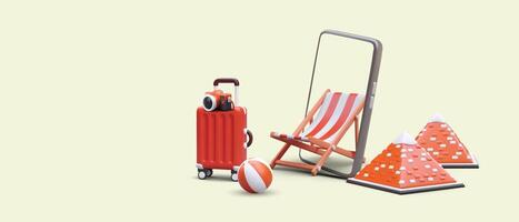 heet vakantie. 3d illustratie in rood kleur. tour selectie door toepassing Aan telefoon vector