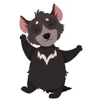 schattig tekenfilm Tasmaanse duivel met poten verspreiding naar de kant vector