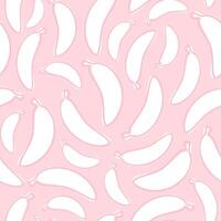naadloos patroon van wit vlak bananen Aan roze achtergrond vector