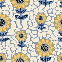 naadloos patroon met geel zonnebloemen in betegeld achtergrond. vector