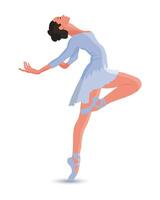 elegant balletdanseres, vrouw danser in een vliegend houding. illustratie, vector
