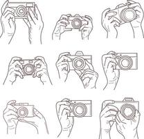 hand- Holding een camera vector