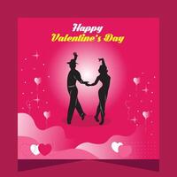 gelukkig Valentijnsdag dag romantisch paar partij in maan achtergrond vector