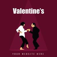modern vector gelukkig Valentijnsdag dag paar dans sociaal media post sjabloon