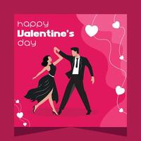 modern vector gelukkig Valentijnsdag dag paar dans sociaal media post