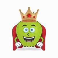 het karakter van de appelmascotte wordt een koning. vector illustratie
