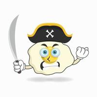 het karakter van de eiermascotte wordt een piraat. vector illustratie