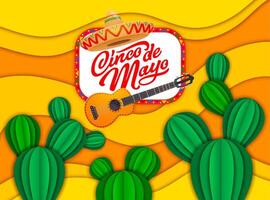 cinco de mayo Mexicaans vakantie banier in papier besnoeiing vector