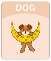 alfabet flashcard met schattige hond stripfiguur. vector