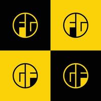 gemakkelijk fg en vriendin brieven cirkel logo set, geschikt voor bedrijf met fg en vriendin initialen vector