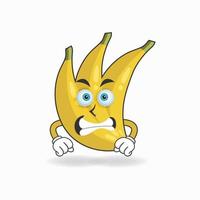 banaan mascotte karakter met boze uitdrukking. vector illustratie