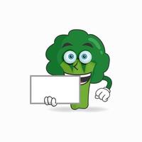 broccoli mascotte karakter met een wit bord. vector illustratie