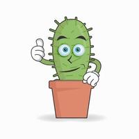 cactus mascotte karakter met duimen omhoog brengen. vector illustratie