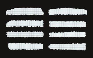 verzameling van gescheurd papier stukken. zwart plein kaders met onregelmatig randen.set van silhouetten van gescheurd rechthoekig vormen. stuk van grunge collage stickers. vector