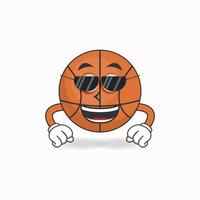 basketbal mascotte karakter met zonnebril. vector illustratie