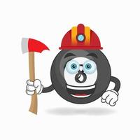 het karakter van de biljartbalmascotte wordt een brandweerman. vector illustratie